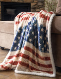 Wrangler Stars & Stripes USA American Flag Sherpa Fleece Throw Blanket