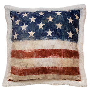 Wrangler Stars & Stripes USA American Flag Sherpa Fleece Throw Pillow