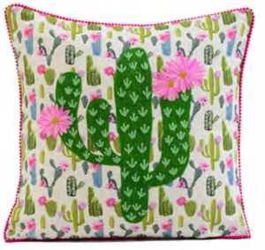 Embroidered Wilderness Cactus Pillow