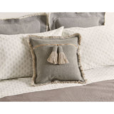 GRAY DHURRIE TASSEL PILLOW