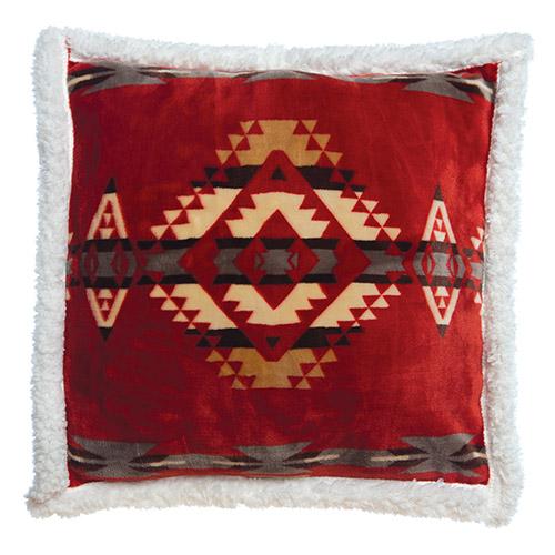 Red Southwestern Extra Plush Sherpa Pillow