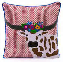 Embroidered Longhorn Pillow