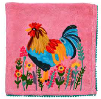 Embroidered Rooster Hand Towel