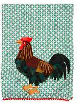 Embroidered Rooster Tea Towel