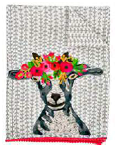 Embroidered Simplicity Goat Tea Towel