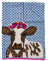 Embroidered Cow in the Farm Tea Towel