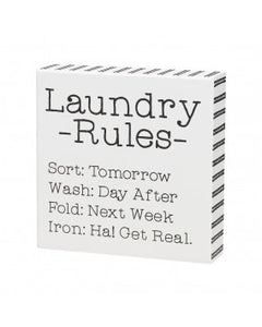 Laundry Rules Box Sign