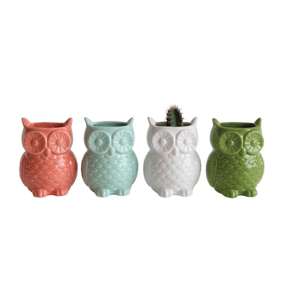 Owl Vase Magnets, Set of 4