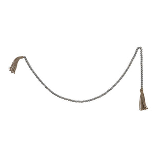 Jute & Wood Bead Garland w/ Tassels, Grey