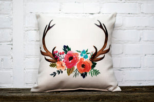 Floral Antlers Pillow