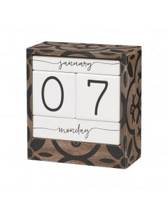 Wood/Black Pattern Block Calendar